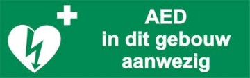 AED aanwezig in dit gebouw (sticker)  30 x 10 cm
