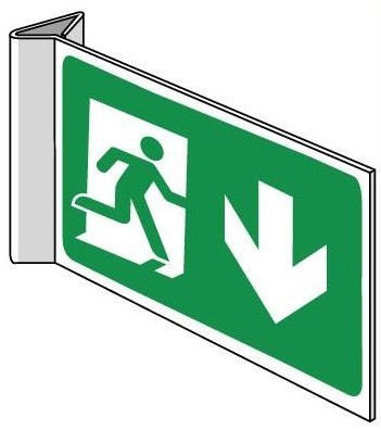 Nooduitgang omlaag rechtshaaks