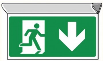 Nooduitgang omlaag rechtsplafond