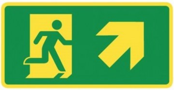 Nooduitgang rechts omhoog foto