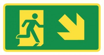 Nooduitgang rechts omlaag foto